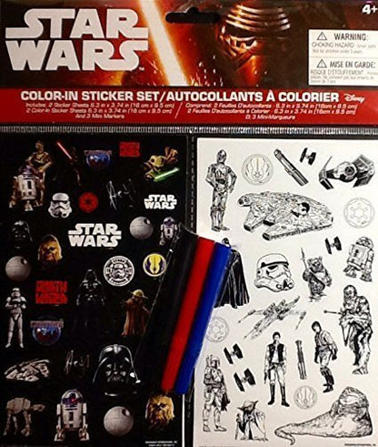 Star Wars Color-in Sticker Set 2015 Lucas Film Ltd. & Disney