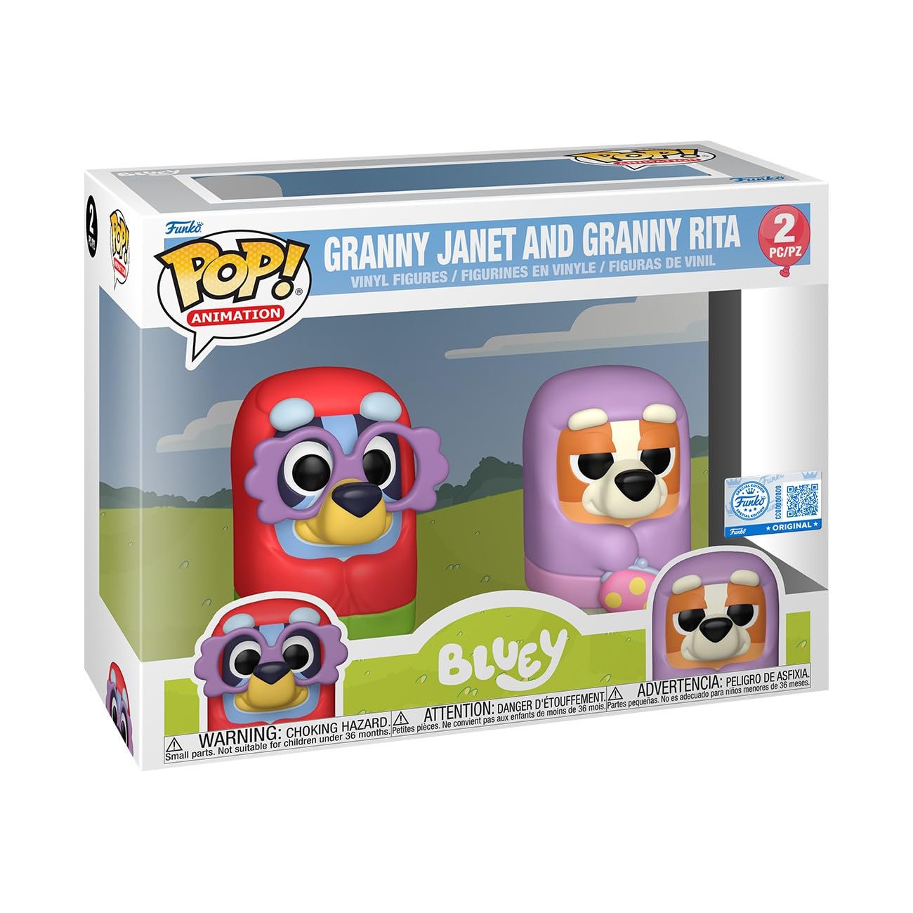 Funko Pop! Animation: Bluey - Granny Janet and Granny Rita, 2-Pack - Amazon Exclusive - Collectable Vinyl Figure - Gift Idea - Official Merchandise -