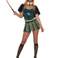 Dolls Kill Sly Wizard Costume by Trickz N’ Treatz - Women’s Corset Top with Striped Skirt, Cape Shrug & Wand, Green, XX-Large