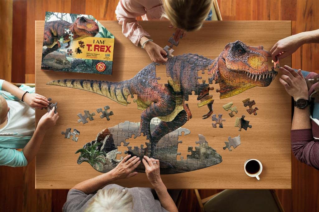 e11even, LLC Madd CAPP Puzzles Jr. - I AM T-Rex - 100 Pieces - Animal Shaped Jigsaw Puzzle (884014)