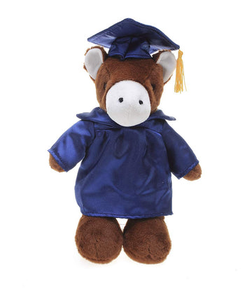 Plushland Horse Plush Stuffed Animal Toys Present Gifts for Graduation Day, Personalized Text, Name or Your School Logo on Gown, Best for Any Grad