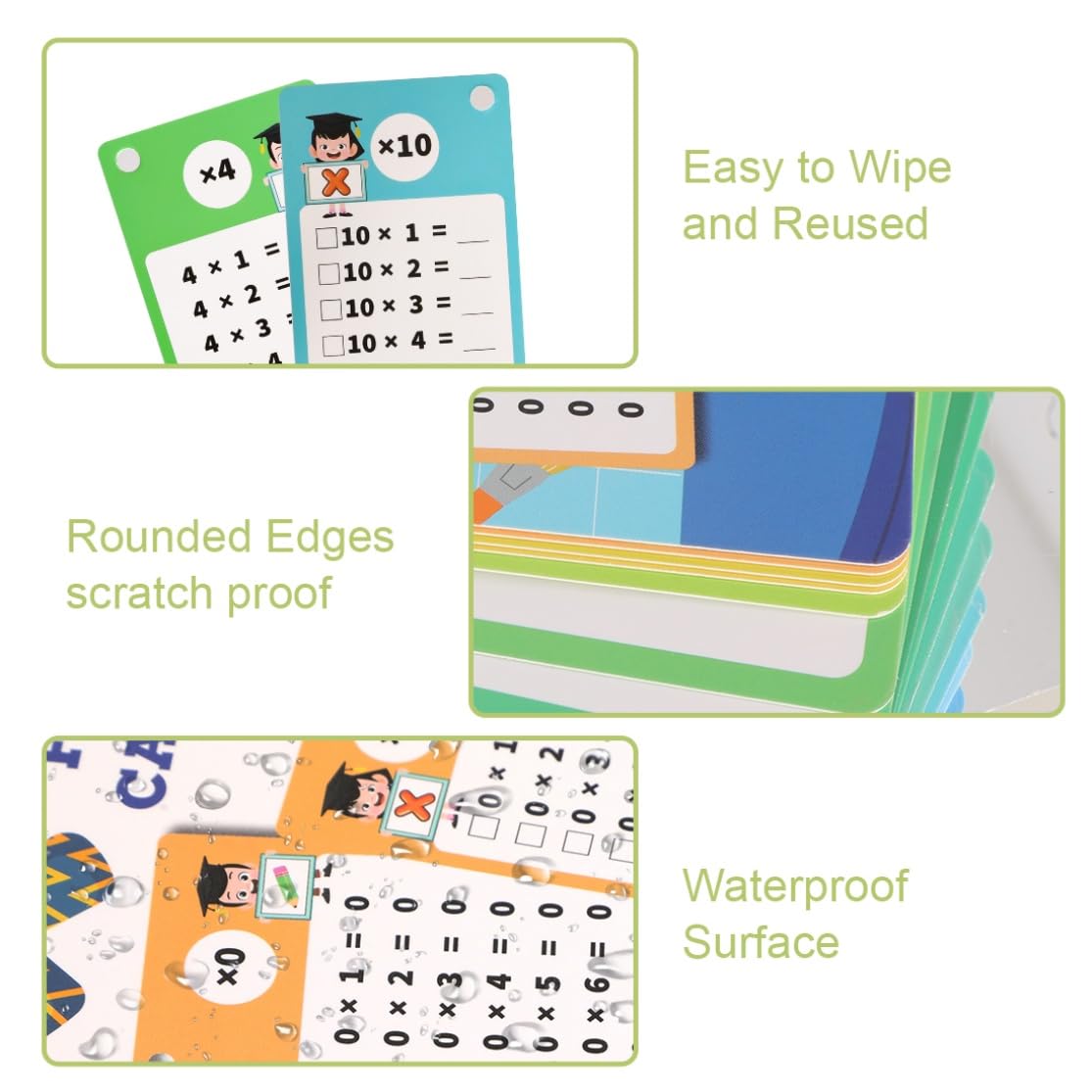 30 Pcs Multiplication and Division Flash Cards with 4 Dry Erase Pens 2 Rings Educational Time Table Cards Set Math Chart Games for 1st to 3rd Grades