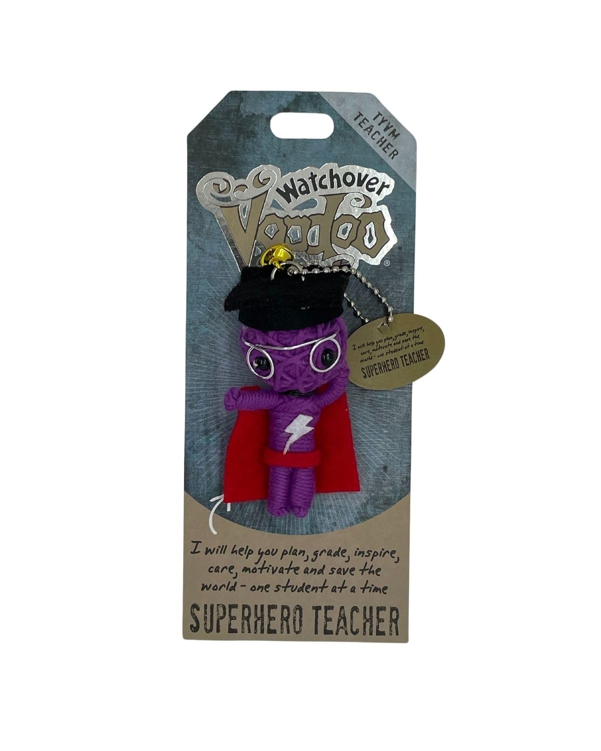 Watchover Voodoo 3-Inch Superhero Teacher - Handcrafted Gift to Bring Good Luck and Positivity Everywhere You Go