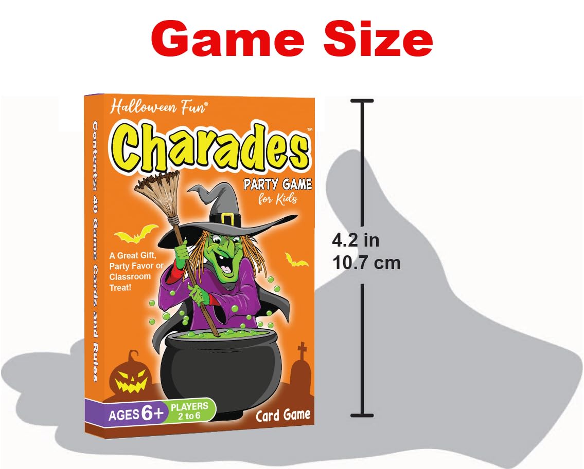 Arizona GameCo Halloween Fun Charades, a Family Party Game for Kids Ages 6 and Up - No Reading Required to Play - Ideal for Spooky Classroom Fun