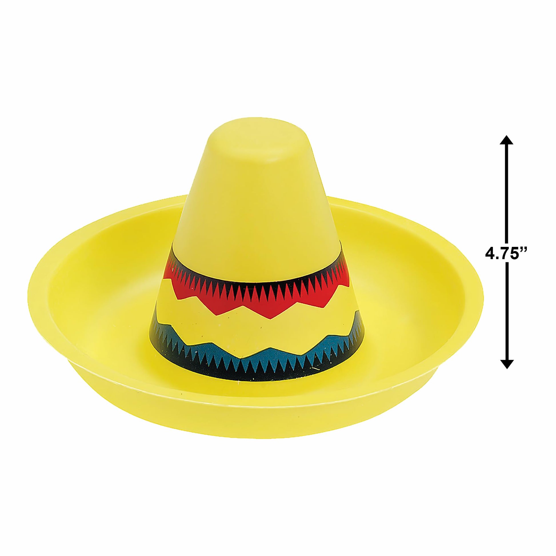 Fun Express Mini Plastic Sombrero Hats - Set of 12 - Chips n Dip, Candy Bowls and Party Favors - Great for Cinco De Mayo, Taco Night and Other Fiesta