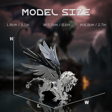Kolotesame Mythical Manticore Type 3D Metal Puzzle Model for Adults, DIY Lion Building Model Kit, Fantasy Building Figurine for Gamers or Desk Metal