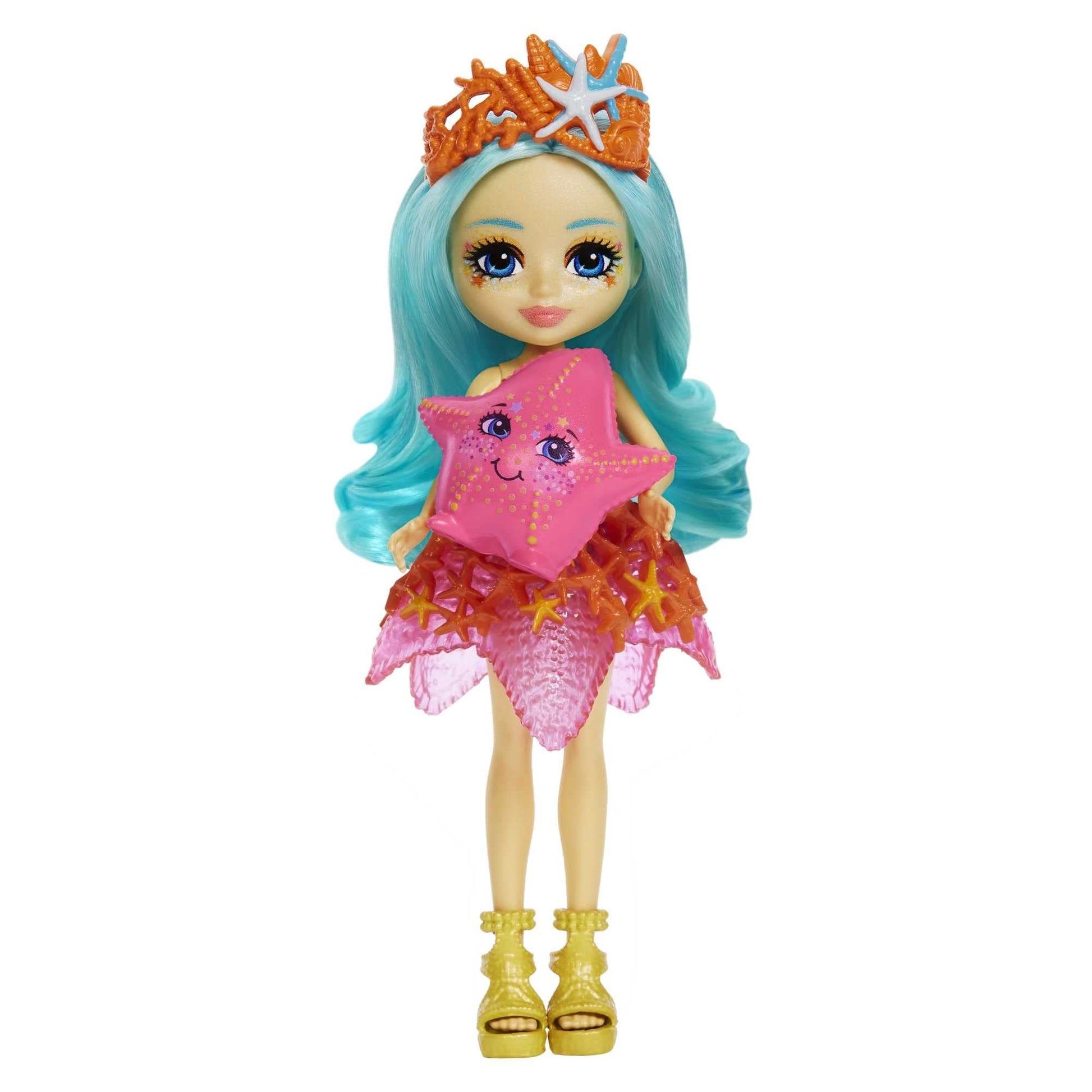 Mattel Enchantimals Staria Starfish Doll (6-in) & Beamy Animal Friend Figure from Ocean Kingdom Collection, Small Doll with Removable Skirt