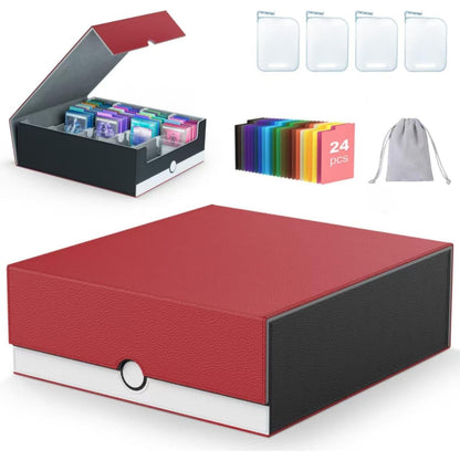 ENTUMO 4-Row?3200+? Trading Card Storage Box, Card Organizer Holder with 24 Dividers, Case Fit for MTG TCG Magic Commander Deck Playing Cards, Deck