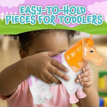 POPULAR PLAYTHINGS Magnetic Animals for Toddlers 1-3, Mix or Match Animal Toys, Set of 4 Gift for Kids - Pastel Farm Animals