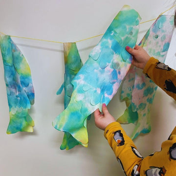 Roylco Japanese Carp Koinobori Wind Sock Craft Kit - 24 Color Diffusing Paper Fish Windsocks for Kids, Cultural Art Activity with Instructions