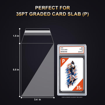 500ct PSA Slab Sleeves - Perfect Fit PSA Slab Sleeves for 35pt Graded Cards, Acid-Free Anti-Scratch Resealable Bag, Dust-Proof Ultra Clear Slab
