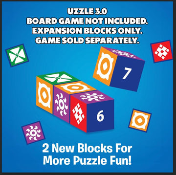 Uzzle 3.0 Expansion, Requires Uzzle Base Game, Block Puzzle Board Game for Adults & Kids, Expert-Level Challenges, an Action Packed Family Board Game