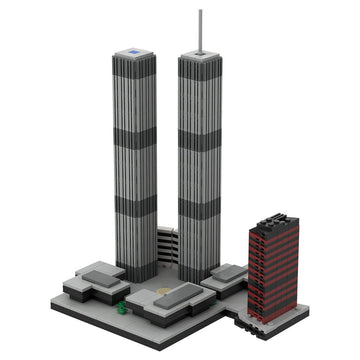 BrickCraftWorks 1/2000 Scale World Trade Center (1973-2001) Micro Parts Building Blocks Set, Famous Landmark Buildings Model, Display and Collect Toy