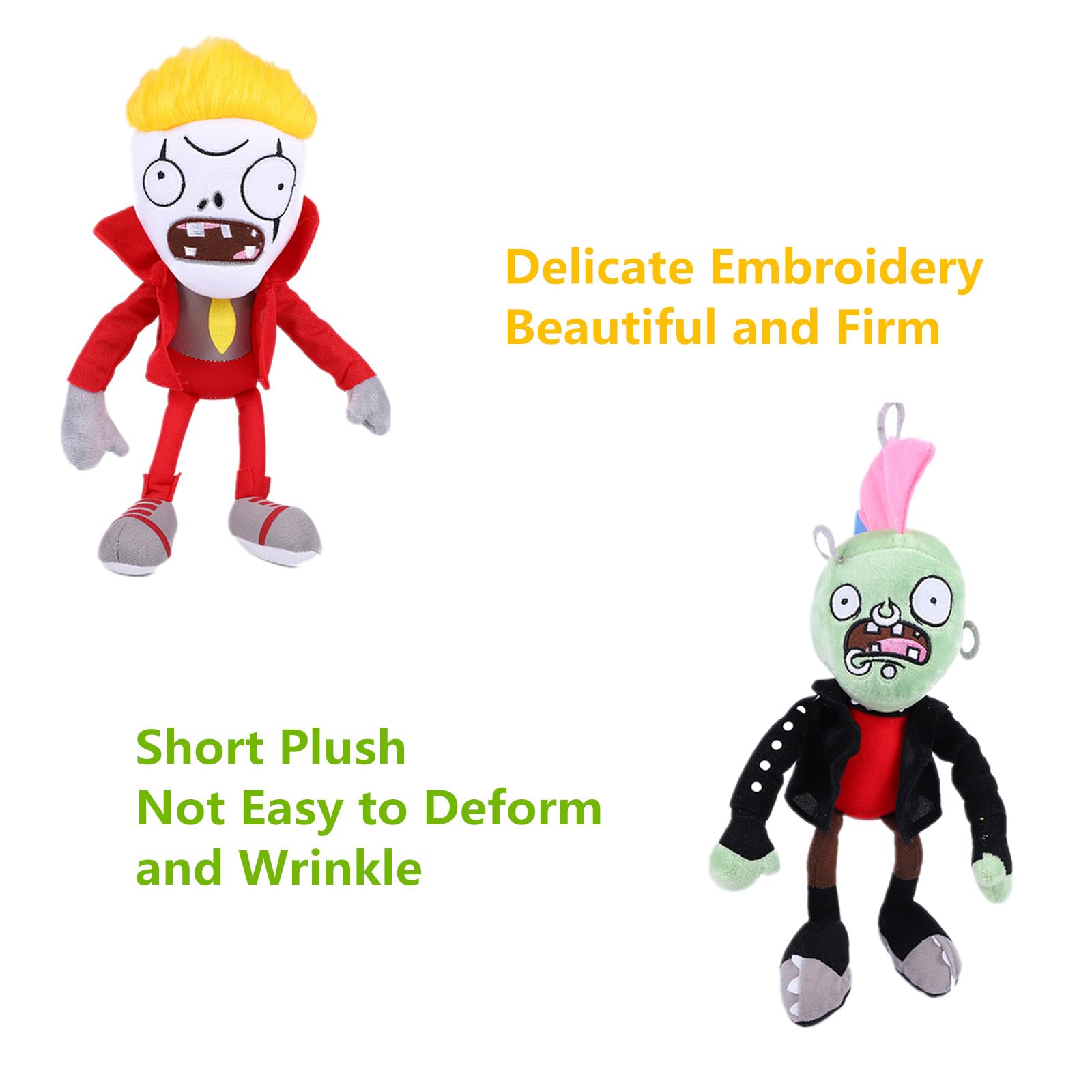 3 PCS PVZ Plant and Zombies Plush Toy Stuffed Soft Doll, 2025 Upgraded Rock Roll Zombie, Bullfight Zombie, God Light Zombie Plush Figure Toy