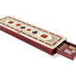 House of Cribbage - 3 Track Continuous Cribbage Board Inlaid in Maple Wood/Bloodwood - Size: 12.5 Inch - Wood Inlaid Card Symbols (Suits) + Storage