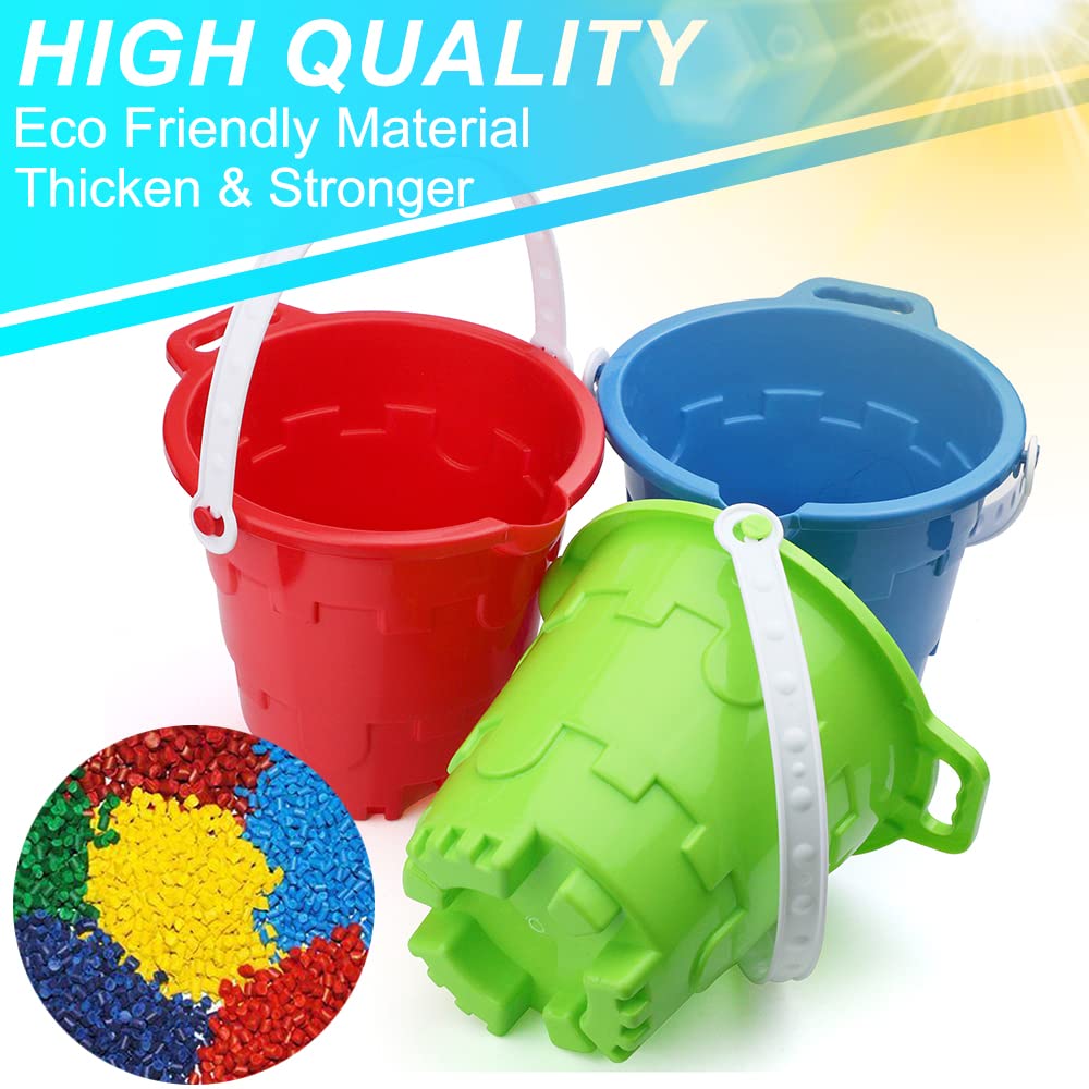 Jumbo Castle Model Beach Gear 7" Large Sand Buckets Pails Beach Water Pool Gardening Bath Toy Environmentally ABS Durable Thick Plastic Complete Gift