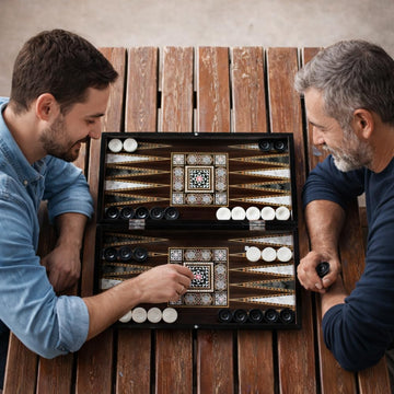 Park&Oz Pearl Premium Turkish Backgammon and Checkers Set 19 Inch Handmade 2 in 1 Wooden Board Game with Glossy Finish Luxury Checkers and Dice Travel