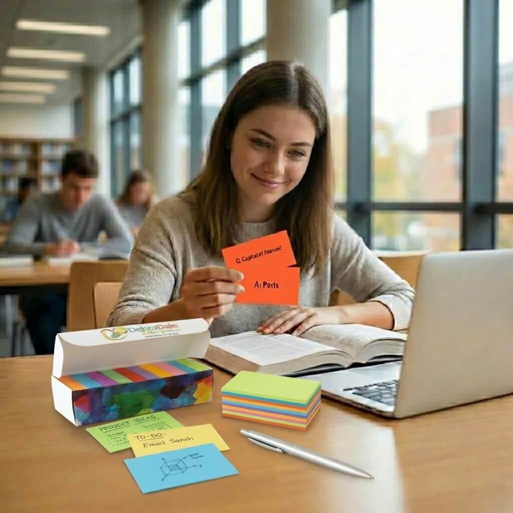 Mini Flash Cards 1000 Pack, Neon Study Cards for Active Recall, USA Made