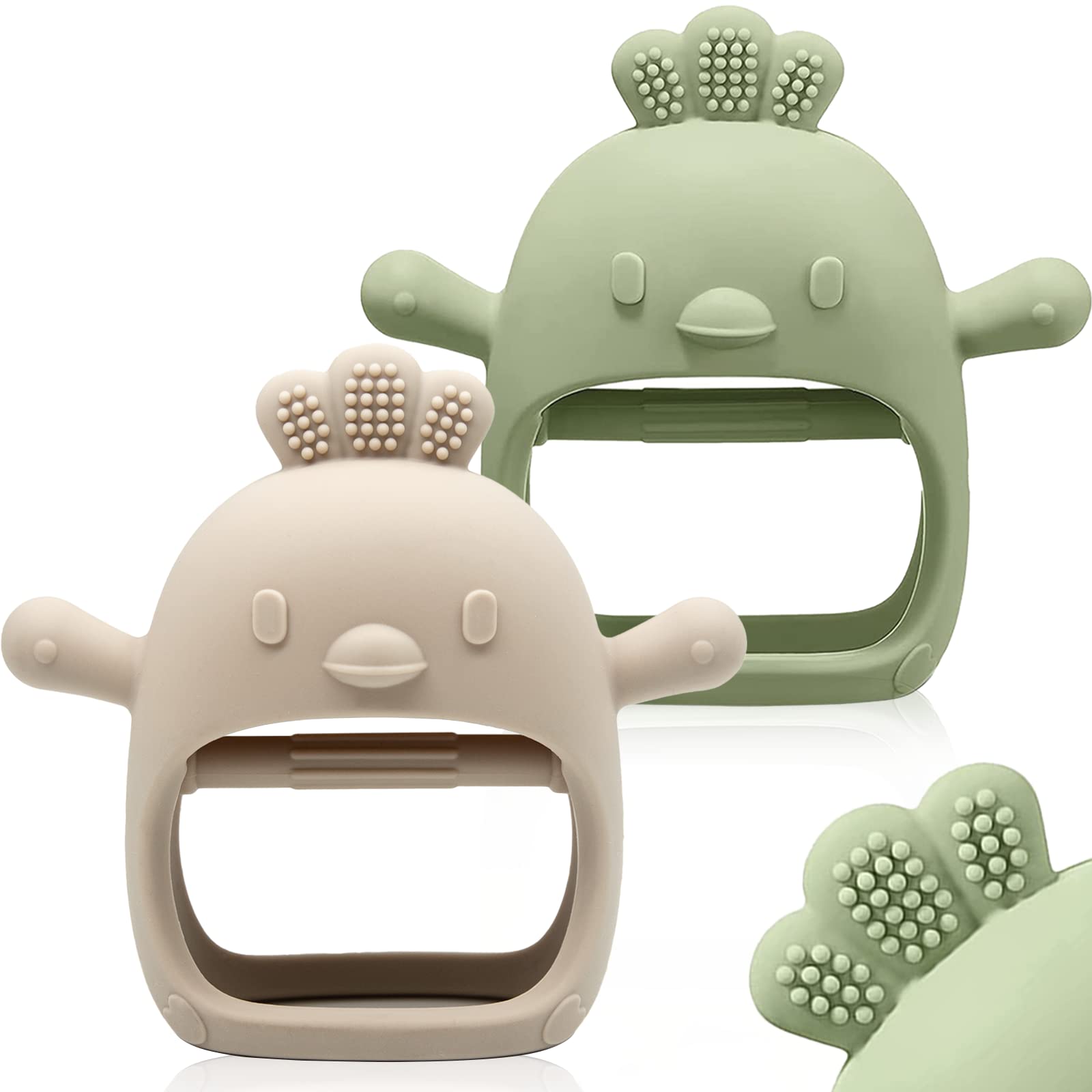 ChooKaChoo 2 Pack Baby Teething Toy Silicone Teething Mitten for Babies Over 3 Months Anti Dropping Wrist Hand Teethers Baby Chew Toys for Sucking