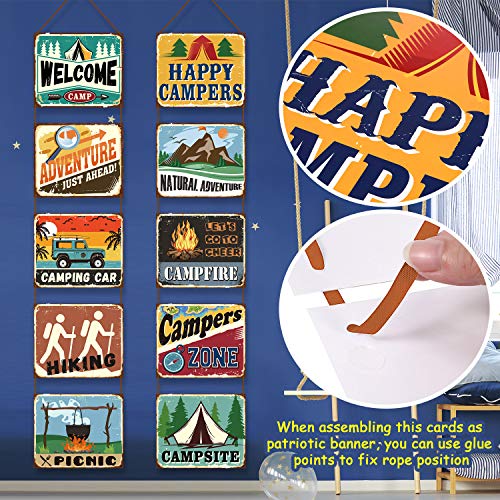 Boao 10 Pcs Camping Party Decorations Welcome Happy Camper Porch Sign