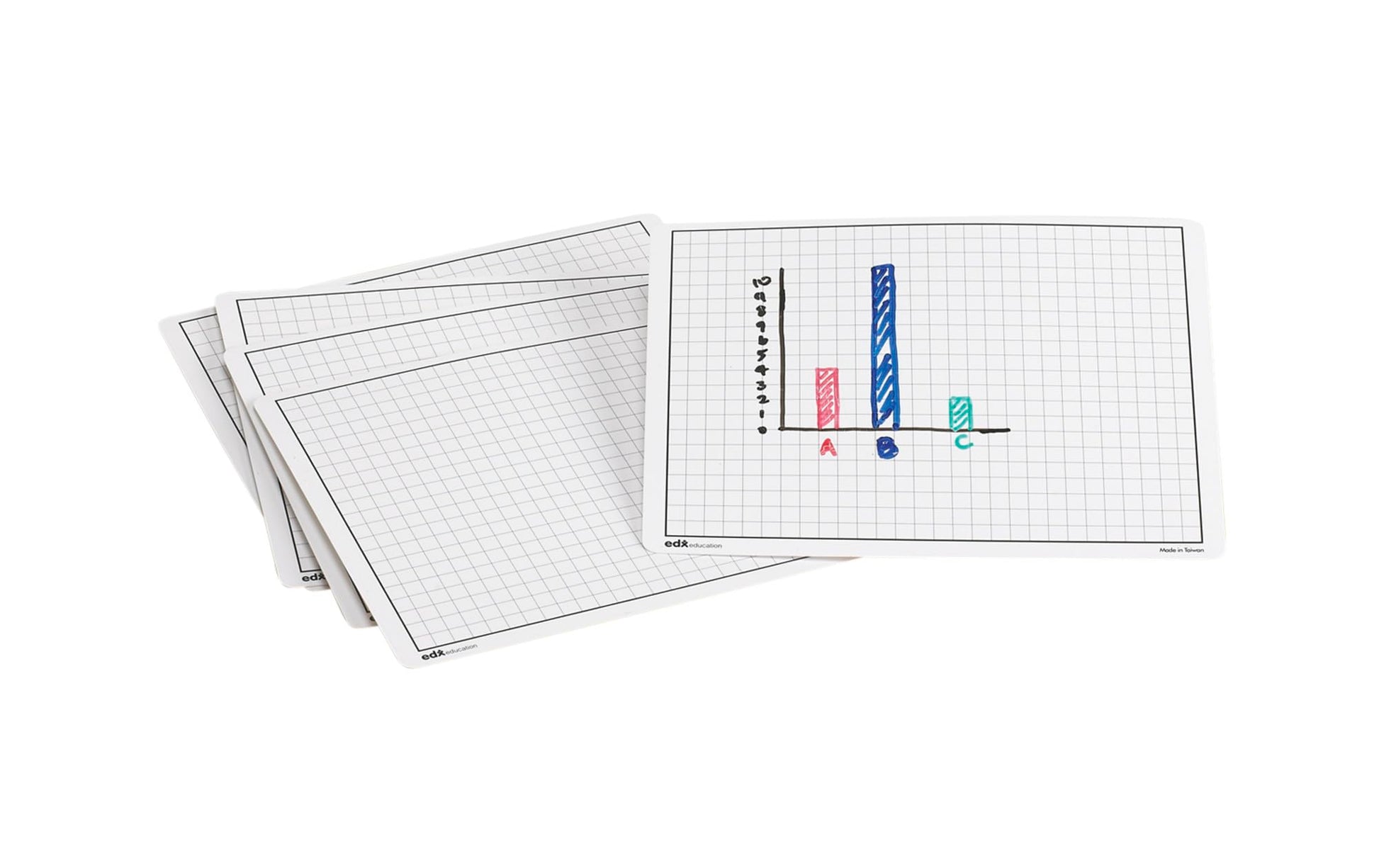 Didax Write and Wipe Graphing Board Set for Grades 3-8, 9 x 12 Inches, Plastic, Set of 10