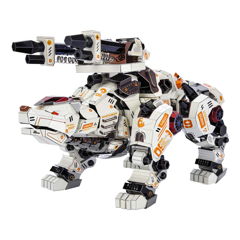 Microworld 3D Metal Puzzle, Mechanical White Polar Bear Metal Model Kits, DIY Challenging Laser Cut Brain Teaser Jigsaw Puzzle Collection Home Decor