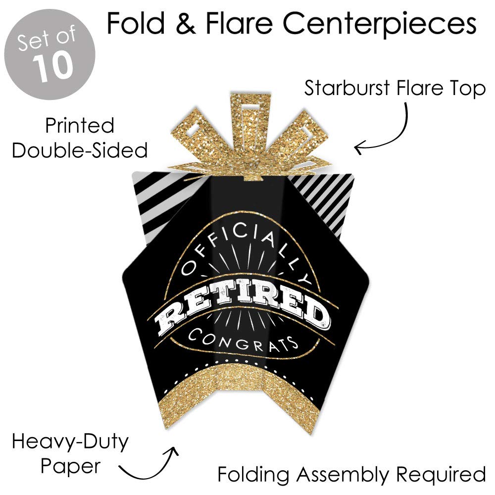 Big Dot of Happiness Happy Retirement - Table Decorations - Retirement Party Fold and Flare Centerpieces - 10 Count