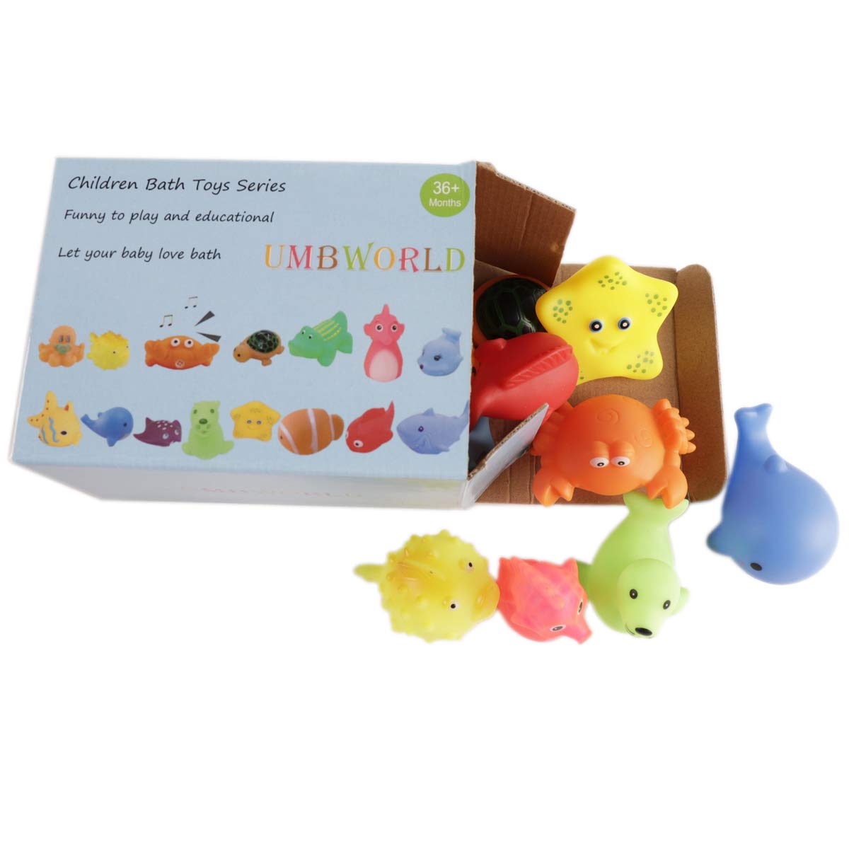 UMBWORLD Preschool Bath Toys Rubber Floating Baby Wash Shower Toy for Toddlers Kids Party Decoration15 Pcs (Sea Animal)
