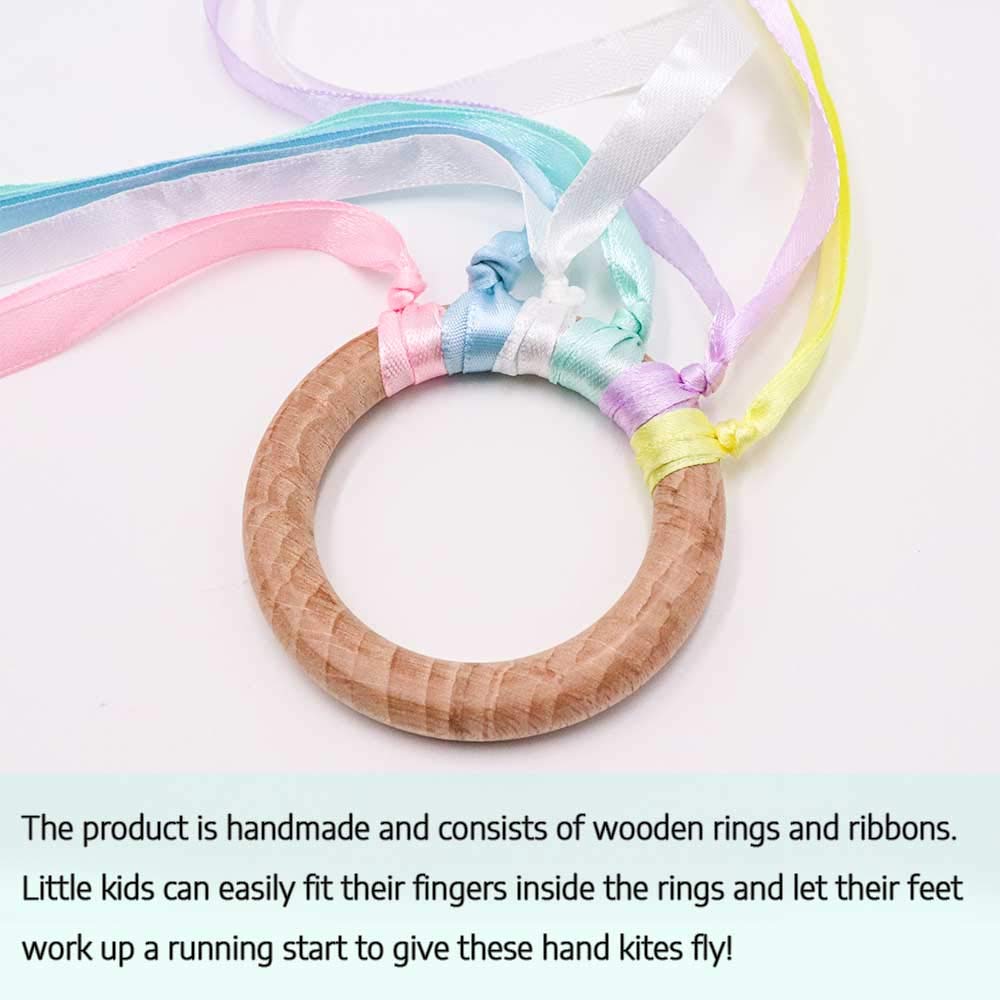 TANOFAR Montessori Toy | Hand Kite |Sensory Ribbon Toy | Wooden Toddler Toys | Rainbow Hand Kite