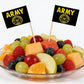JAVD 100 Pcs US Army Gold Crest Toothpick Flag Small Mini United States Military Cocktail Fruit Cupcakes Toppers Food Stick Flags Decorations