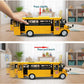 9" Yellow Bus Model for Teaching Supplies?Large Pull Back Alloy Diecast Metal Bus Model with Openable Doors and Get on/Off Sound for Gift,Cake