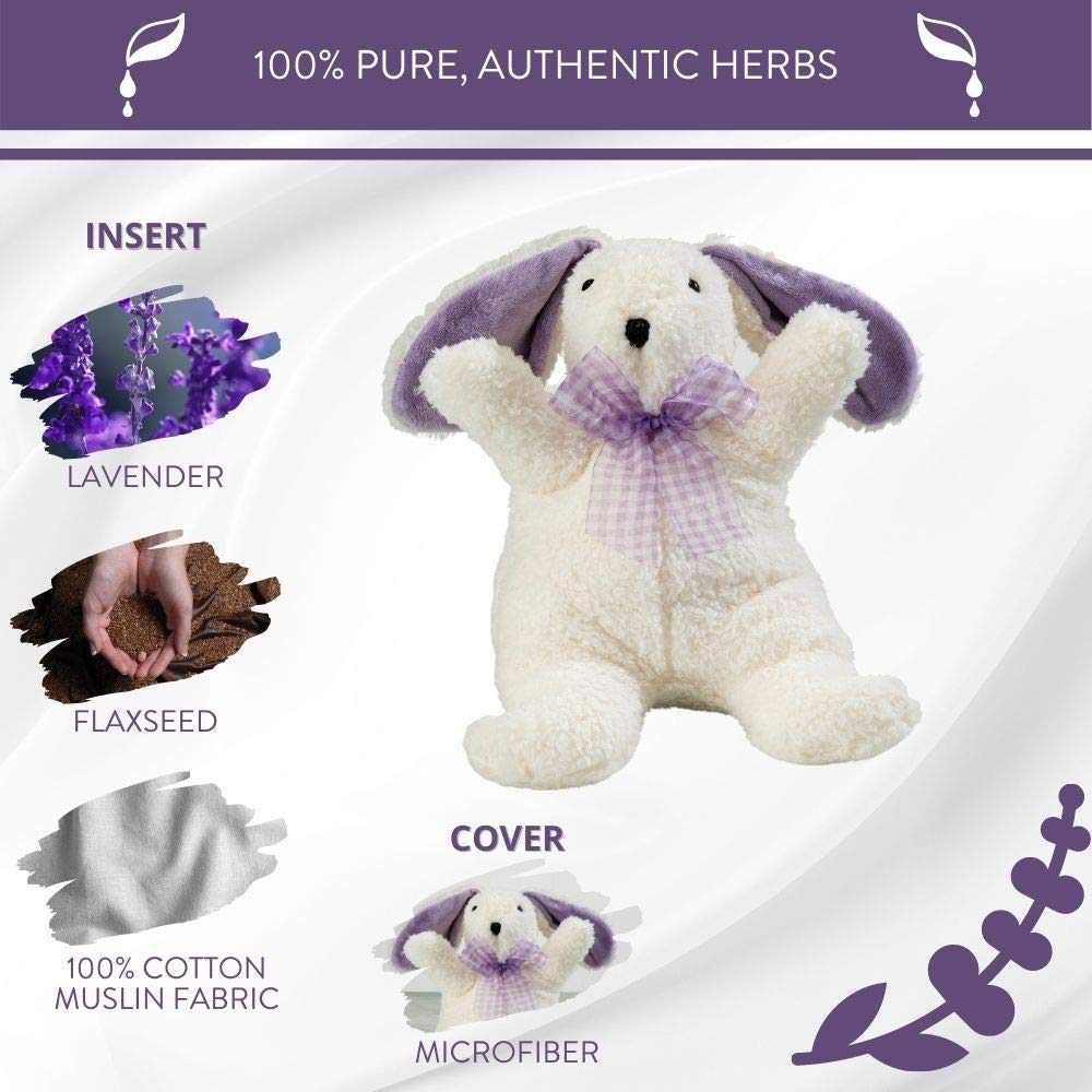Sonoma Lavender Microwaveable Aromatherapy Stuffed Pillows, Plush Bunny, Lavender Scented with Removable Washable Cover, Lil The Lavender White Bunny