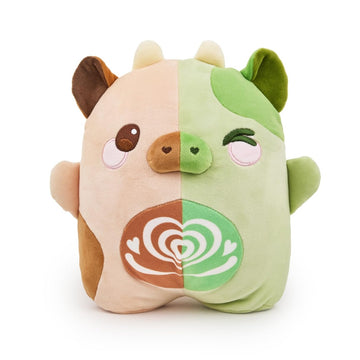 Coffree & Matcha Cow Plush - Half & Half by PlushGoals | Cute Kawaii Stuffed Animal | Cafe Inspired Stuffed Animal - Two Designs in One | Soft