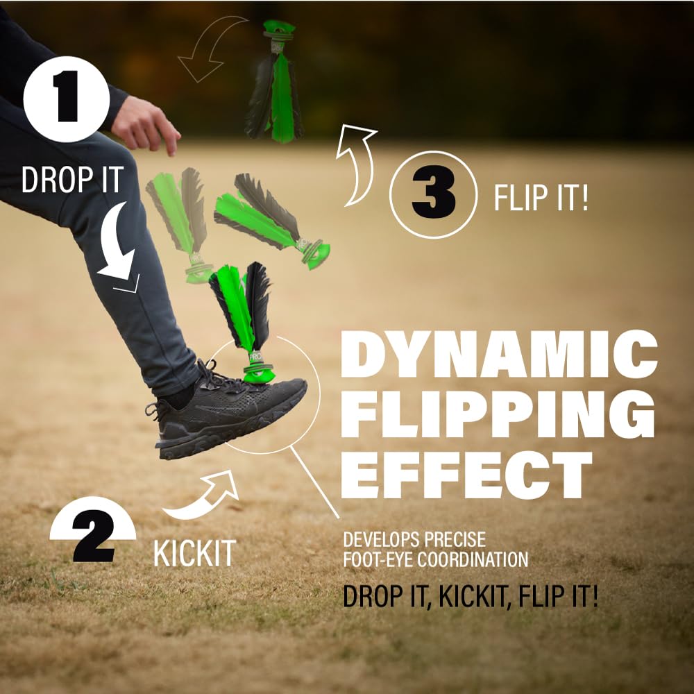 Kickit | The Original Birdie Soccer PRO Trainer | Play Outdoors, Indoors or Backyard, Beach or Tailgate, All Ages Fun & Travel Friendly (Black/Green)