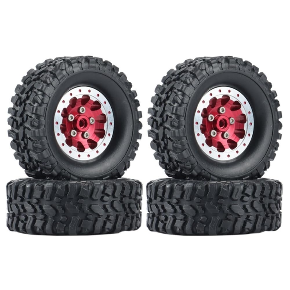 4PCS Metal Beadlock Wheel Hub Wheel Rim ? Rubber Tire for WPL C14 C24 C34 C44 B14 B24 B16 B36 MN MN78 D90 MN90 MN91 MN96 MN98 MN99 MN99S RC Car