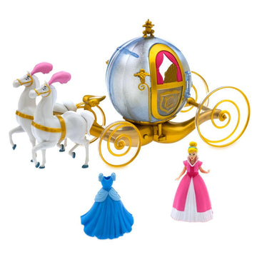 Disney Store Official Cinderella Doll, Horses, & Carriage Play Set - Princess Toys - Light-Up Glittering Pumpkin Coach & Accessories