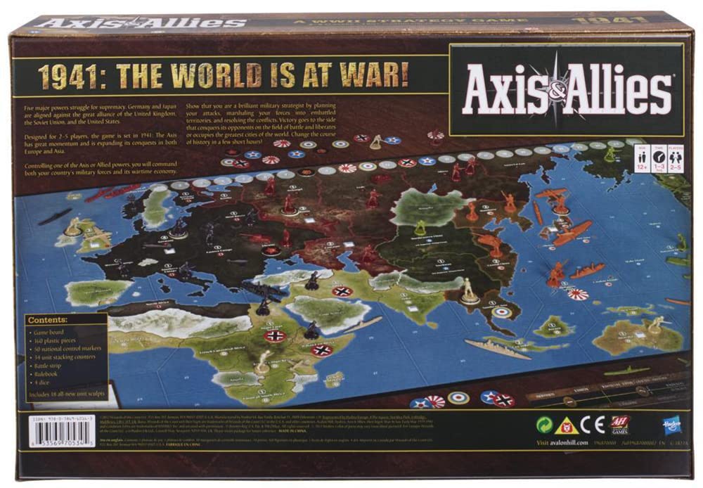 Avalon Hill Axis and Allies 1941 Board Game,5 players, Multicolor, 5 players