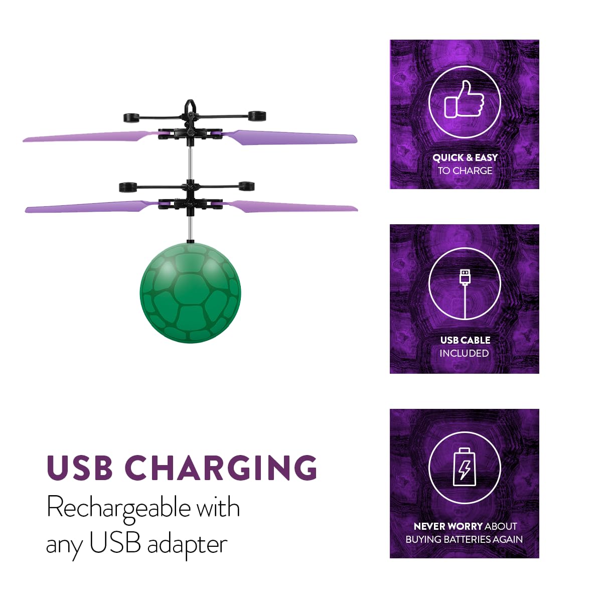Teenage Mutant Ninja Turtles Donatello Flying Ball, USB Rechargeable