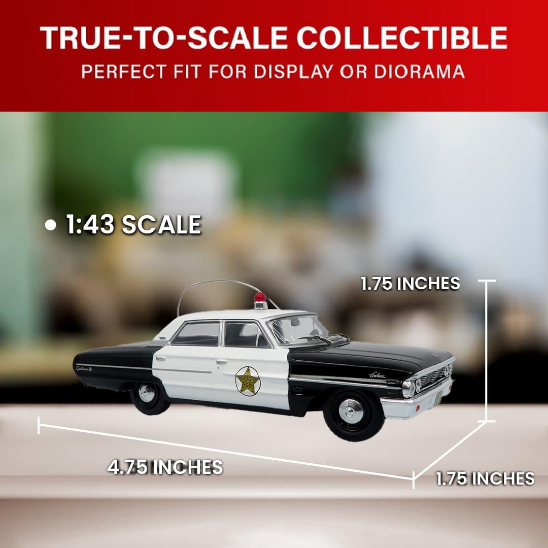 Iconic Replicas 1964 Ford Galaxie 500 Police Car: Mayberry Sheriff (White/Black) 1:43 Diecast Model