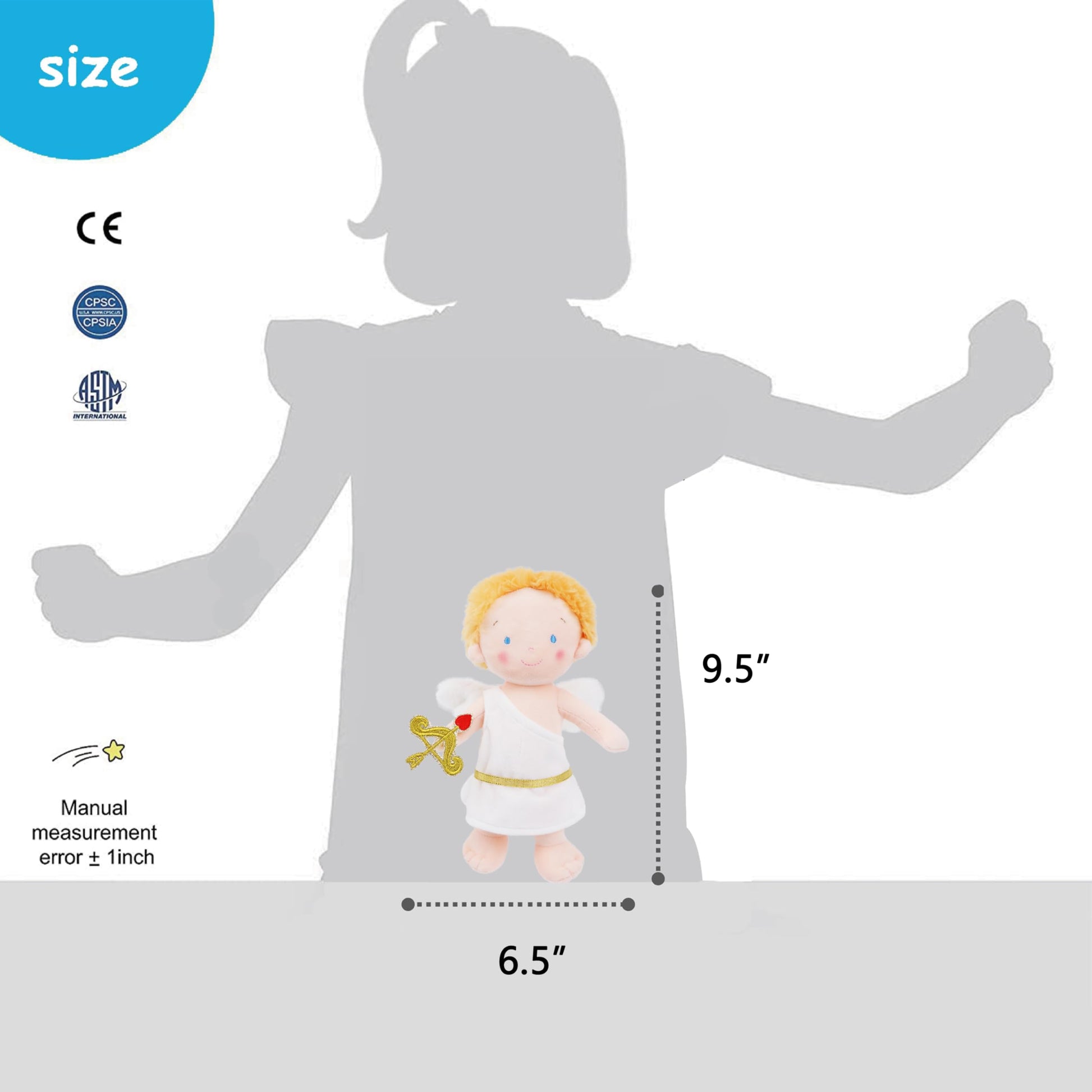 June Garden 10" Straight to The Heart Cupid - Adorable Plush Soft Baby Doll - Valentines Day Gift