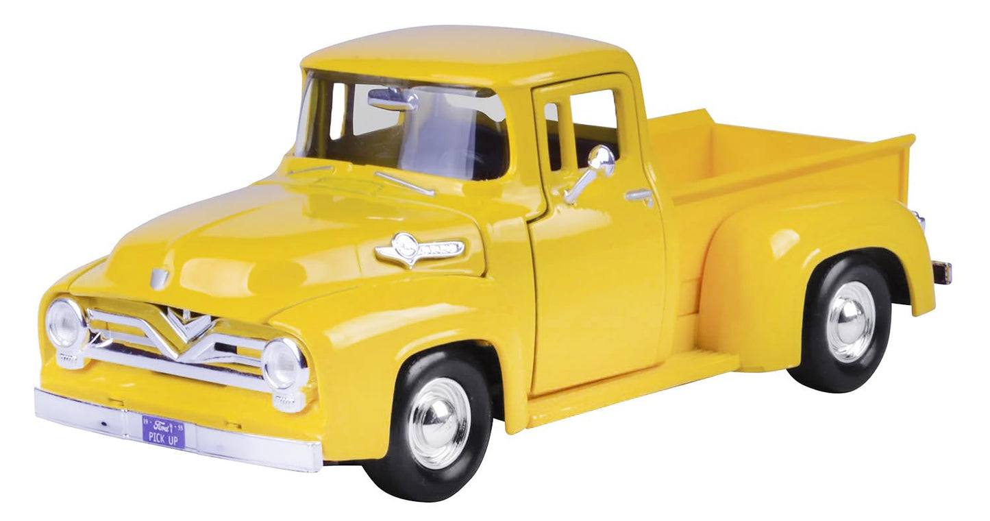 1955 F-100 Pickup Truck Yellow 1/24 Diecast Model Car by Motormax 79341yellow