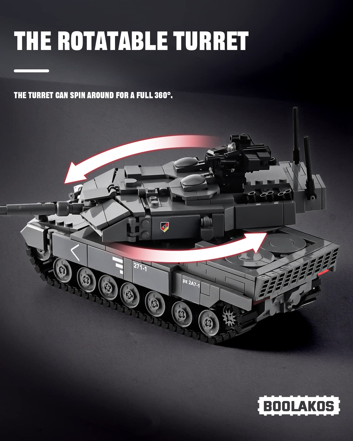 BOOLAKOS Leopard 2A7+ Tank Building Block, Military Army WW2 Tank Model Kit, Construction Set Gift Giving Toys for Adult (898 PCS)