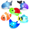 ZGLYMUS Light Up Bath Toys,No Hole Mold Free Baby Bath Toys,Ocean Animal Water-Activated Lights Flashes and Change Color,Sensory Lights Toys