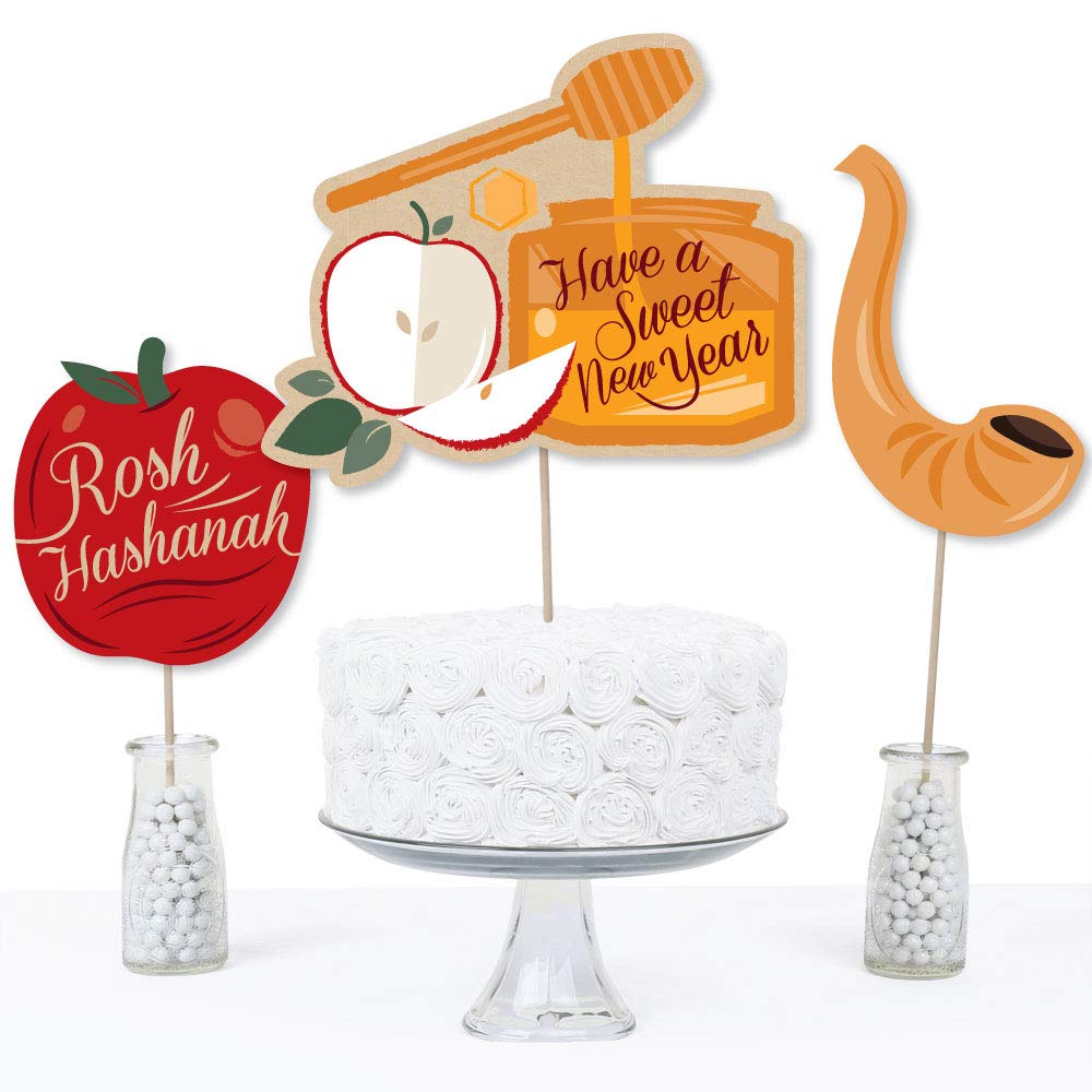 Big Dot of Happiness Rosh Hashanah - Jewish New Year Centerpiece Sticks - Table Toppers - Set of 15