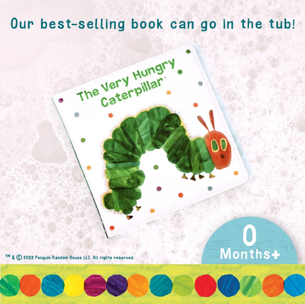 Kids Preferred World of Eric Carle The Very Hungry Caterpillar 6 Inch Vinyl Bath Book Bath Tub Toy Perfect for Water Play and Learning for Ages 18