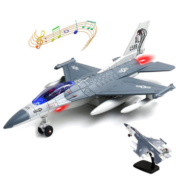 F-16 Fighting Falcon Thunderbirds Model Army Air Force Military Airplane Model Kit with Fun Lights and Sounds, Suitable for Military Enthusiasts