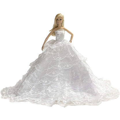 Peregrine Romantic Shell White Ball Gown Strapless Layers of Organza Wedding Dress for 11.5 inches Dolls