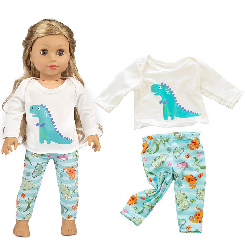 Ecore Fun American 18 Inch Boy Girl Doll Clothes Pajamas Tracksuit for 18" Boys or Girls - Birthday Reward Gift Dolls Outfits for 18 Inch Dolls