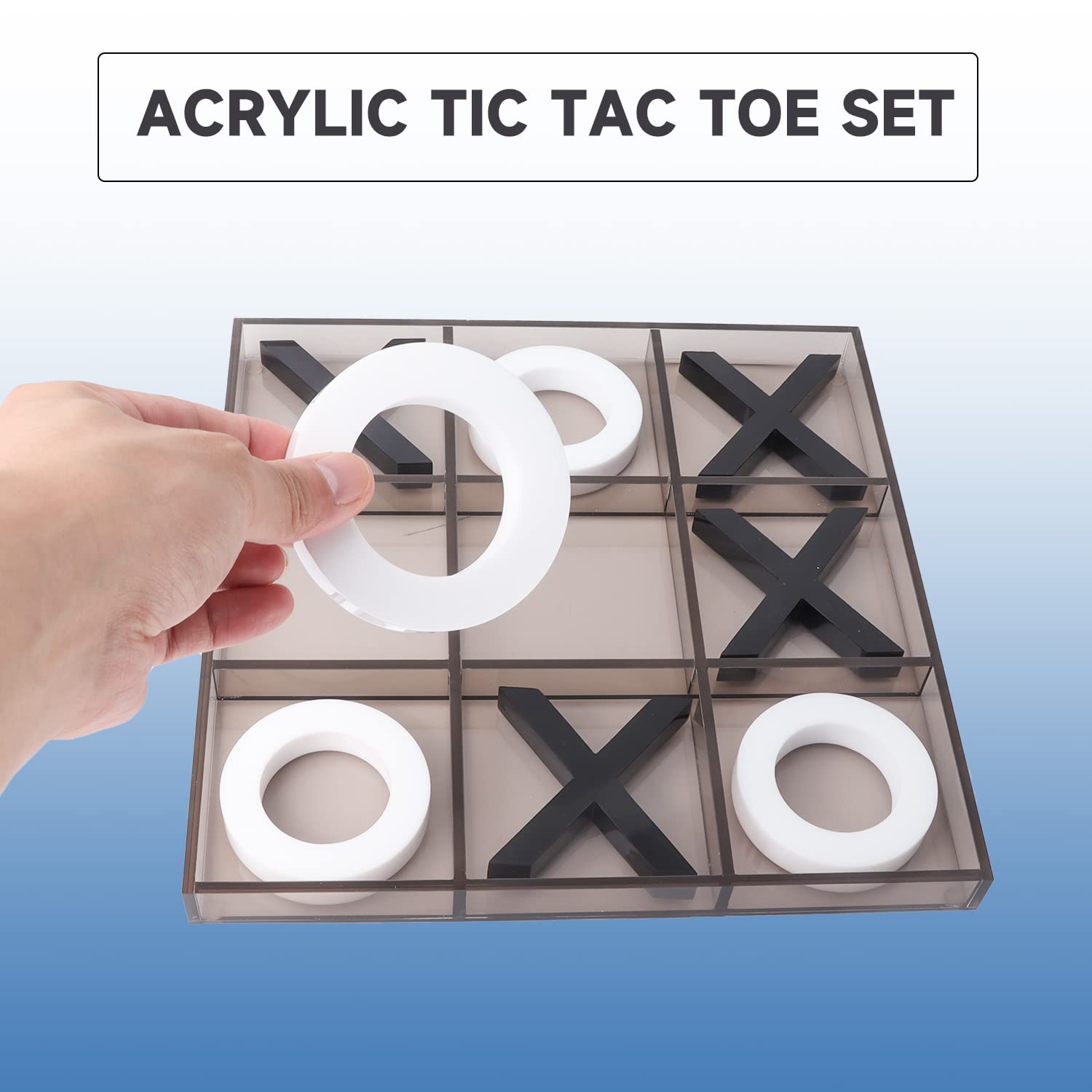 GSE Games & Sports Expert 12" Giant Acrylic Tic Tac Toe Game Set, Classic Family Travel Board Game, Great for Office, Living Guest Room, Coffee Table