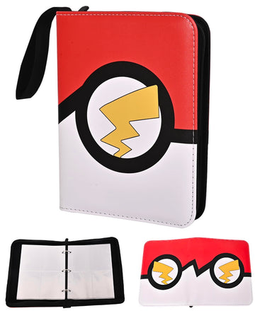 4 Pocket Trading Card Binder, Waterproof Cards Collection Binder with 50 Removable Sheets for 400 Cards Storage, Card Holder Book for TCG,MTG(Red)